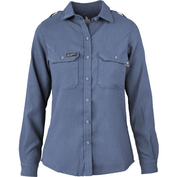LAPCO Ladies FR TecaSafe One Uniform Shirt in Medium Blue